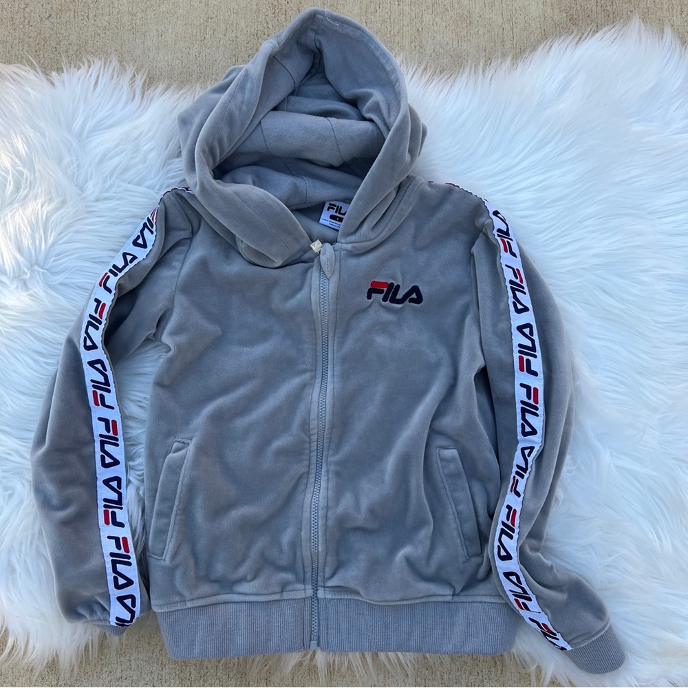 Girls Gray Fila Hoodie Jacket Size 6